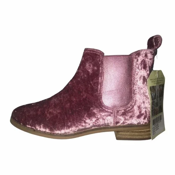 NWT Toms Ella Faded Rose Velvet Ankle Boots 6N Narrow Purple - Picture 5 of 11